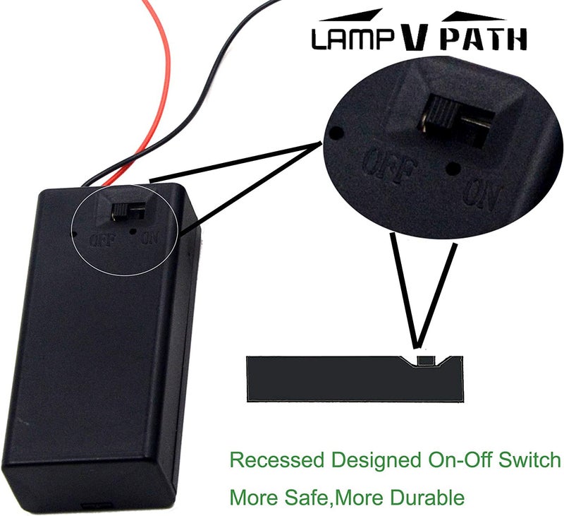 LampVPath (Pack of 3 9v Battery Holder, 9 Volt Battery Holder with Switch, 9v Battery Case with Switch - Image 3